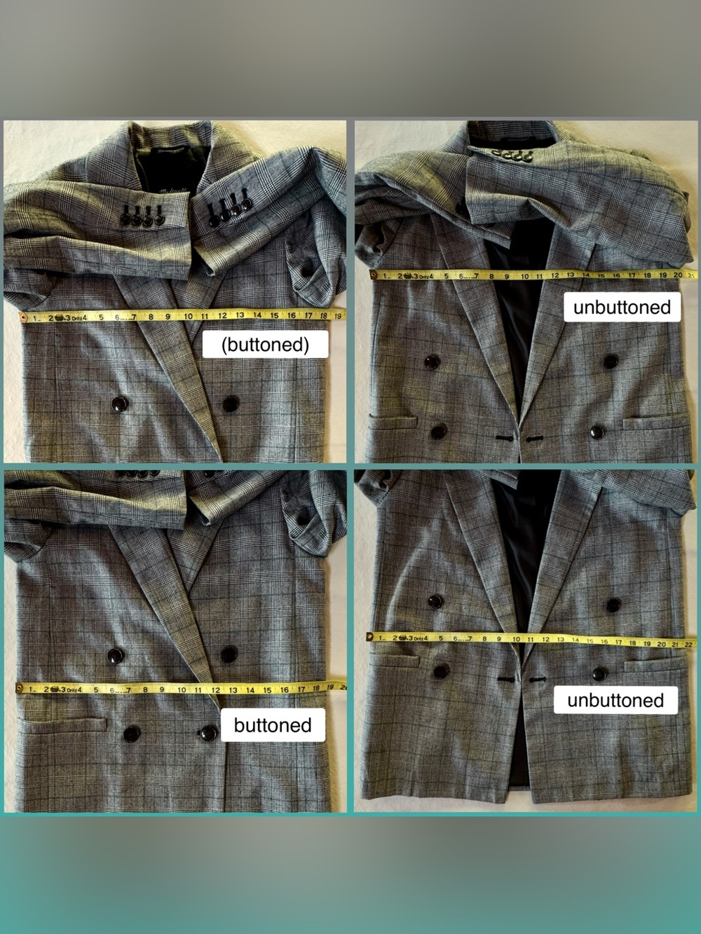 Madewell Caldwell Double Breasted Blazer Peaked Lapel Edition Suiting Glen Plaid - Picture 11 of 17
